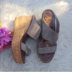Sam Edelman taupe suede wedges